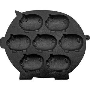 Old Mountain Cast Iron Pig Baking Pan Cornbread Pan Black New
